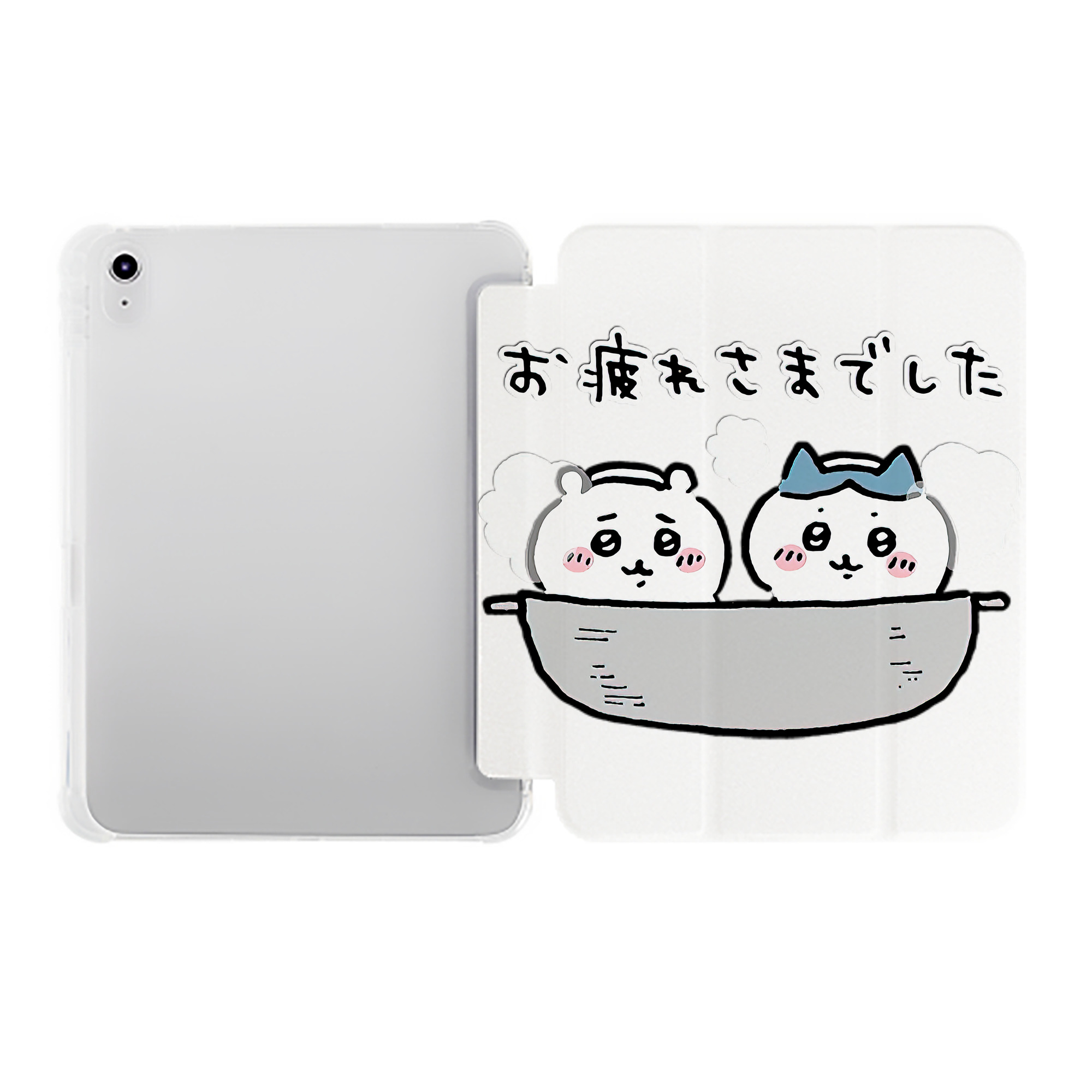 （画像用） ちいかわ ハチワレ Chii-kawa hachiware IPad ケース ペン収納付き 三つ折りスタンド PUレザー×シリコン 対応機種9.5/10.5/10.9インチ
